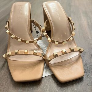 Women's Tan Studded Heels